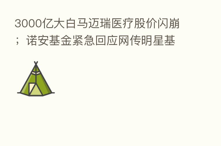 3000亿大白马迈瑞医疗股价闪崩；诺安基金紧急回应网传明星基金经理蔡嵩松“失联”丨预警内参（9月21日）