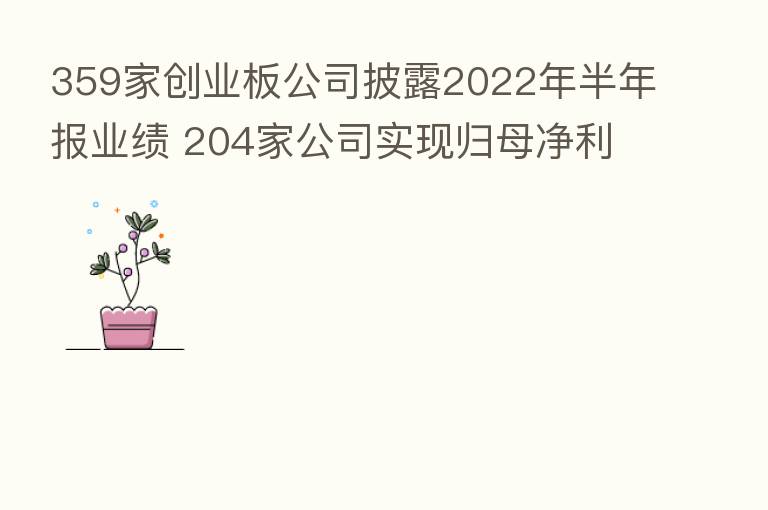 359家创业板公司披露2022年半年报业绩 204家公司实现归母净利同比增长