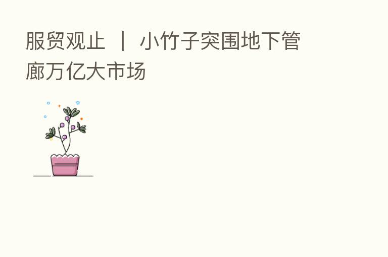 服贸观止 | 小竹子突围地下管廊万亿大市场