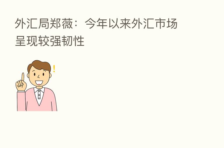 外汇局郑薇:今年以来外汇市场呈现较强韧性