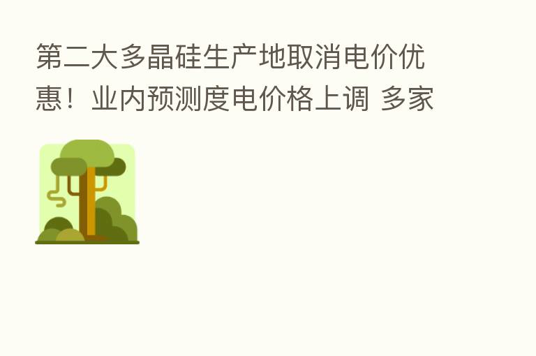 二大多晶硅生产地取消电价优惠!业内预测度电价格上调 多家上市公司回应