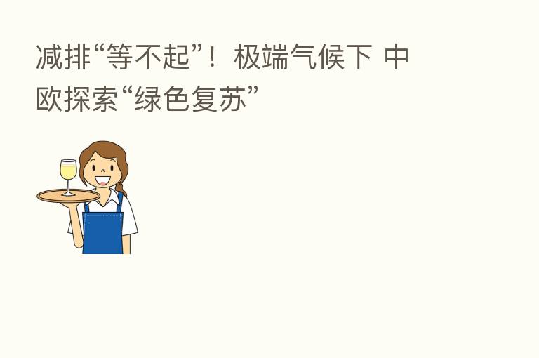 减排“等不起”!极端气候下 中欧探索“绿色复苏”