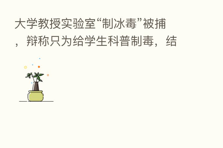 大学教授实验室“制冰毒”被捕，辩称只为给学生科普制毒，结果被判无罪...