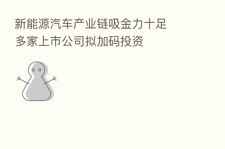 新能源汽车产业链吸金力十足 多家上市公司拟加码投资