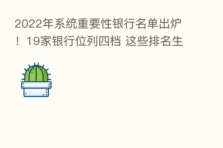 2022年系统重要性银行名单出炉!19家银行位列四档 这些排名生变