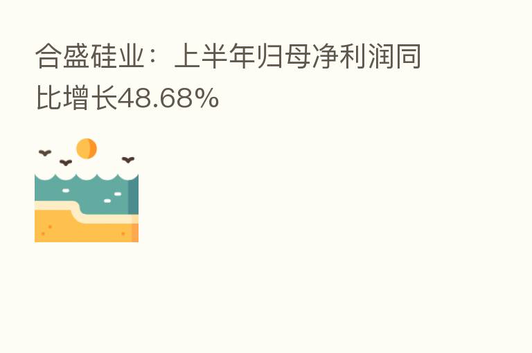 合盛硅业:上半年归母净利润同比增长48.68%