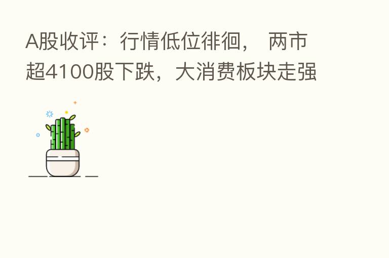A股收评:行情低位徘徊, 两市超4100股下跌,大消费板块走强