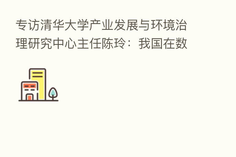 专访清华大学产业发展与环境治理研究中心主任陈玲:我国在数字化+低碳化上有先发优势 削减传统能源类企业碳排不应操之过急