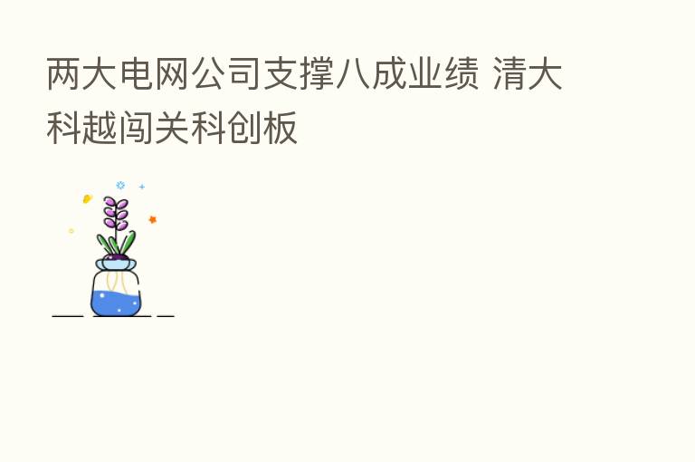 两大电网公司支撑八成业绩 清大科越闯关科创板