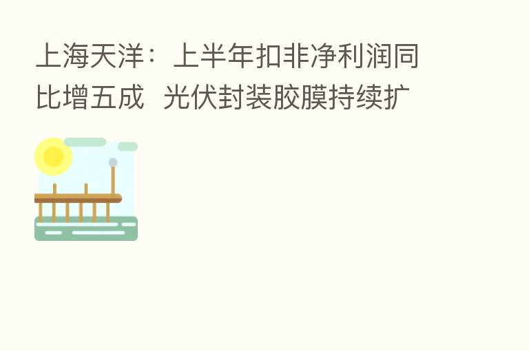 上海天洋:上半年扣非净利润同比增五成 光伏封装胶膜持续扩产