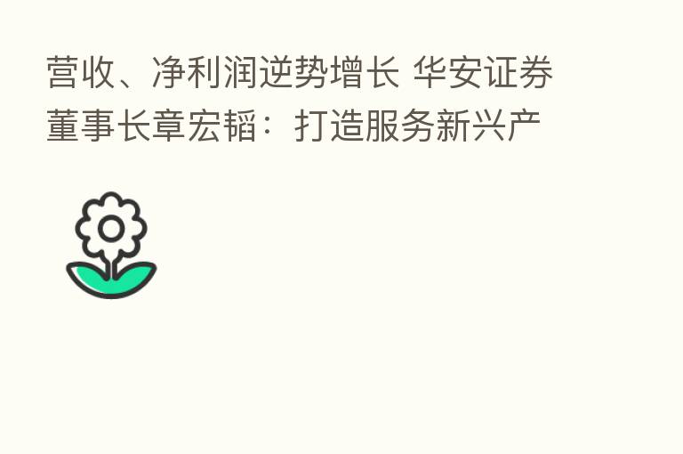 营收、净利润逆势增长 华安证券董事长章宏韬:打造服务新兴产业的创新型投行