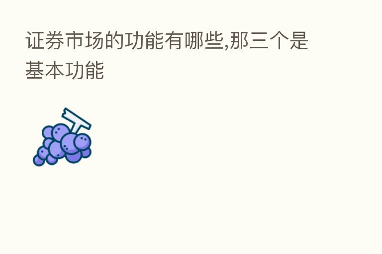 证券市场的功能有哪些,那三个是基本功能