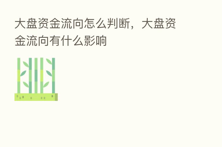 大盘资金流向怎么判断,大盘资金流向有什么影响