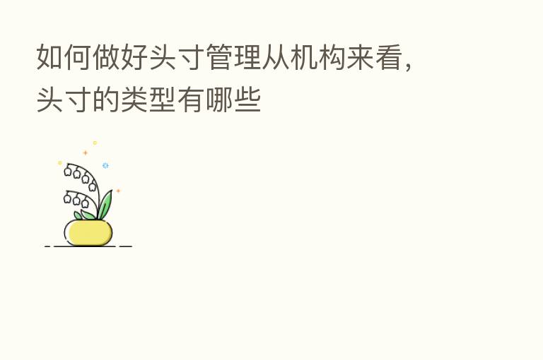 如何做好头寸管理从机构来看,头寸的类型有哪些