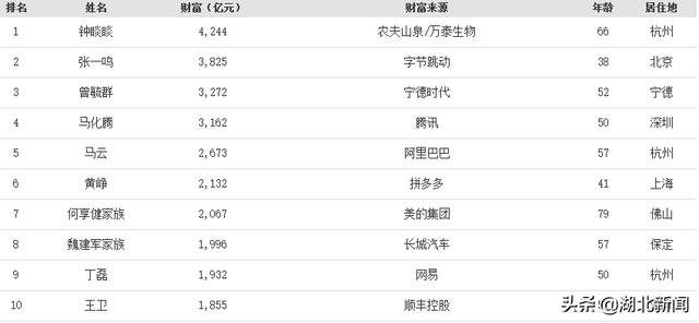 中国福布斯排行榜2021新   排名（2021中国财富排名前100名）