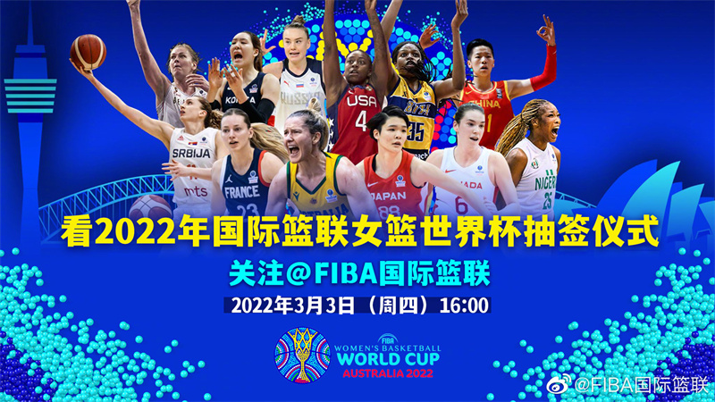 2022年女篮世界杯抽签出炉,中国和美国韩国同组