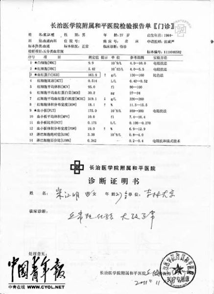 一男子三项成绩 一体检被刷 复检结果不被承认